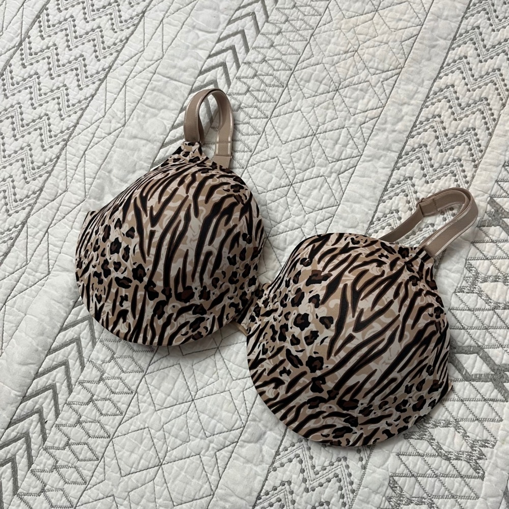 Warners Leopard Full Coverage Underwire Bra 38D Tan Black Sexy Feminine